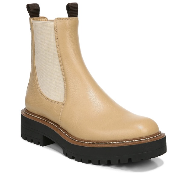 SAM EDELMAN Laguna Waterproof Lug Sole Chelsea Boot Sesame Leather Size 7 1/2 - Picture 2 of 13